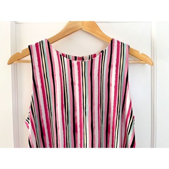Y2K Vintage Nine West‎ Striped Knee-Length Sleeveless Dress sz 10 Stretch Summer - Picture 3 of 11
